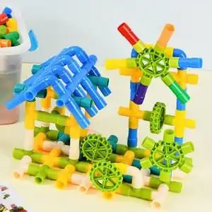 拼插水管道积木儿童益智管状拼接弯管幼儿园管子动脑手工构建玩具