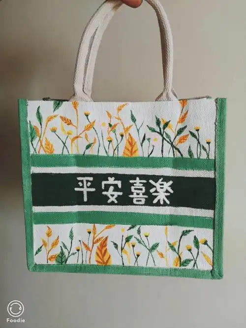 muji麻布袋手绘包包