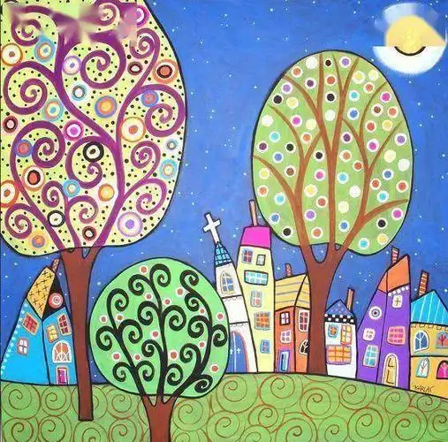 儿童画房子简笔画蓝色