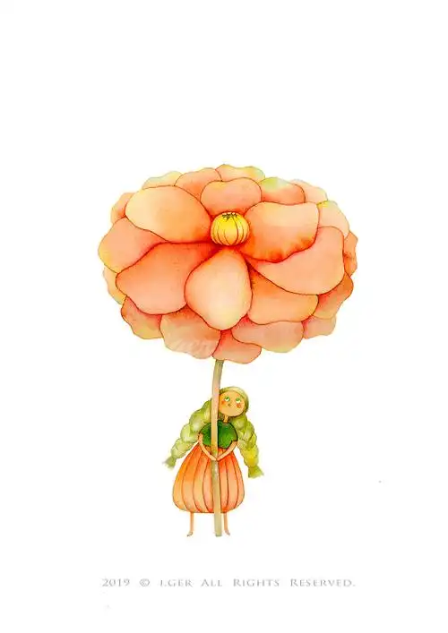 一组水彩治愈森系插画