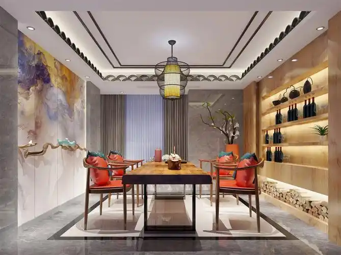 古代屋檐吊顶娱乐茶室餐厅装修效果图