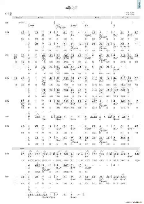 k歌之王(简和谱)曲谱