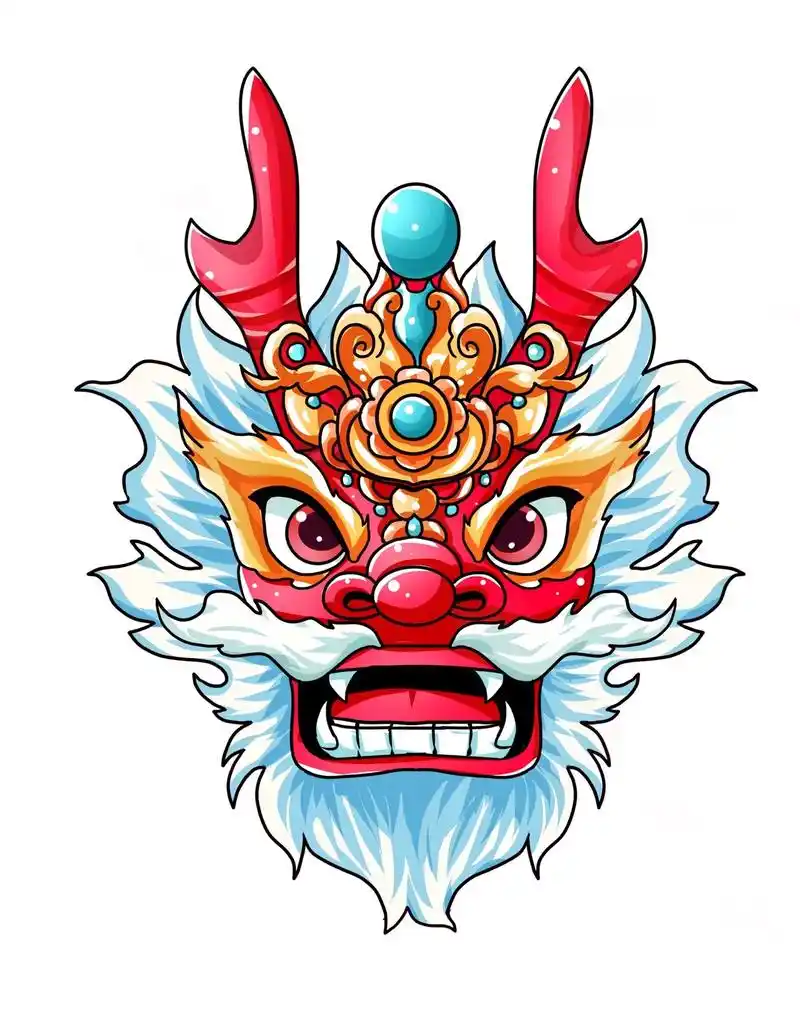 2024元旦新年龙头素材图.彩色93打印,黑白93涂色#元旦 - 抖音