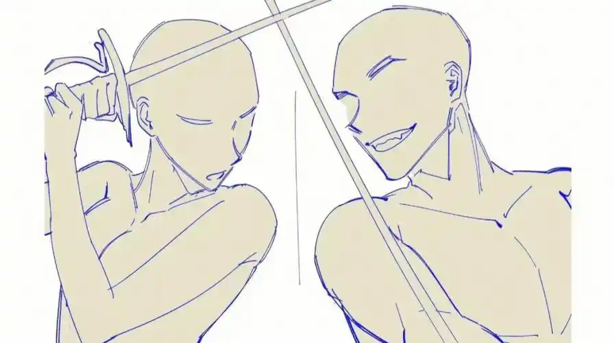 双人动态构图参考绘画素材