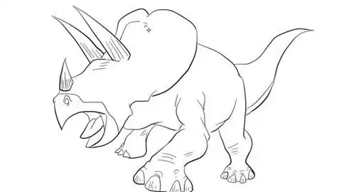 恐龙世界之愤怒的三角龙儿童亲子简笔画