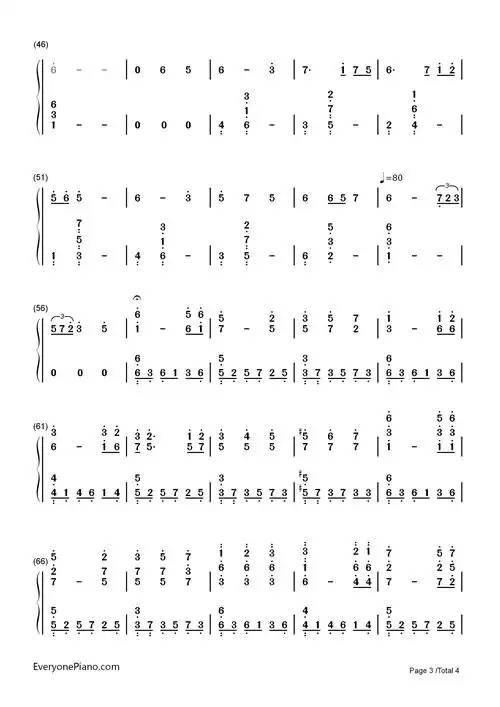 记忆-ヨスガノソラ メインテーマ-缘之空ost双手简谱预览3