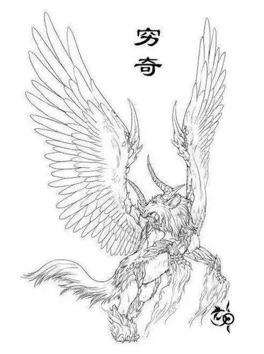 穷奇纹身手稿12张可以拿来纹身的穷奇素材图案