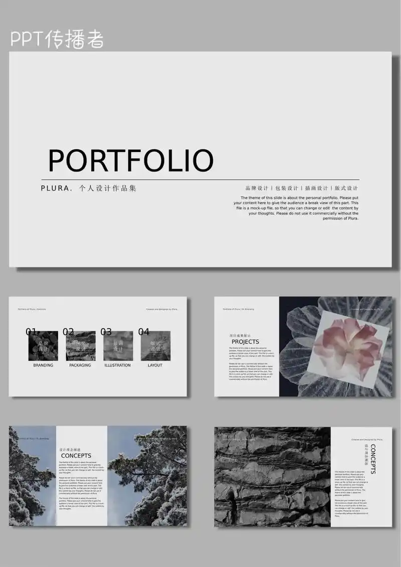 226清冷高级感ppt模板|自我介绍.个人作品集97主页获取 - 抖音