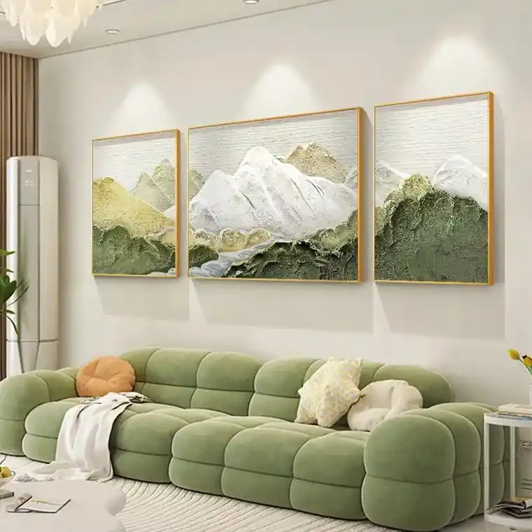 客厅装饰画高档大气沙发背景墙山水画挂画壁画现代简约墙画墙壁 - 抖