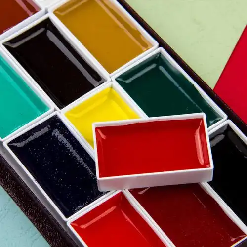 樱花吉祥颜彩中国画颜料固体水彩画套装48色写生水彩颜料