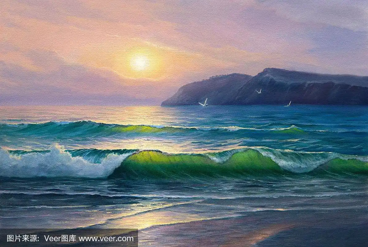 海景画.海浪.