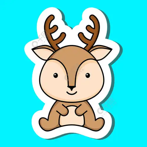 卡通贴纸小鹿标志模板专辑剪贴簿贺卡邀请函传单贴纸卡片的吉祥物动物