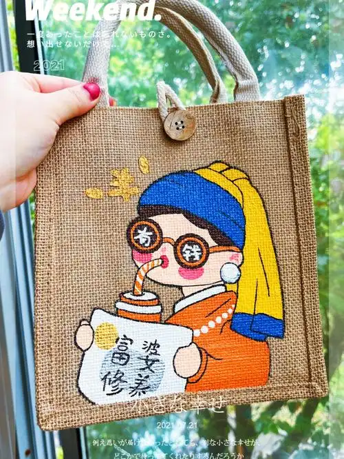 muji手绘麻布袋改造