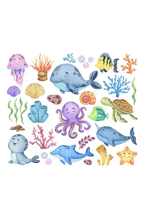 海洋生物元素-海洋生物元素图片-海洋生物元素素材下载-众图网