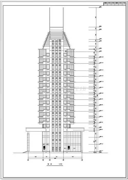 办公楼设计_某十八层高层办公楼建筑设计cad方案图纸