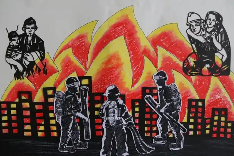 三张中学生消防安全主题绘画