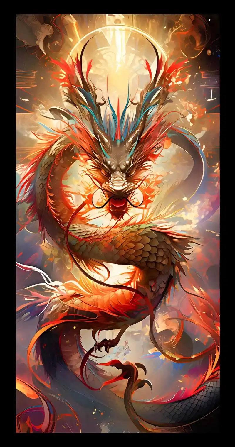 中国龙.碧空高悬巨龙影, 鳞甲交错似琥珀. 风起龙翼伸万里, - 抖音