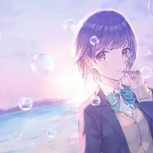 好可爱的吹泡泡女孩插画