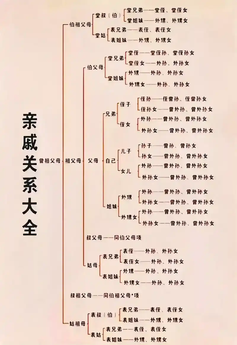 这张亲戚关系思维导图,居然把我们中国的家庭关系讲得如此清楚