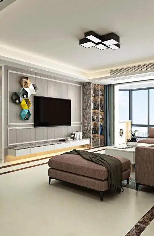 现代北欧风格四居电视背景墙装修效果图