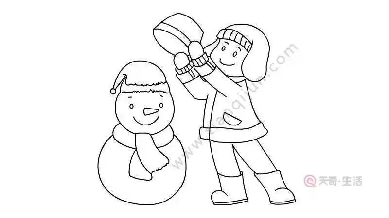 小孩子在学里打雪仗的简笔画