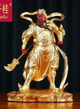 高端桂全铜关公像贴金关公武财神关羽关二爷家居办公室公司开奢华