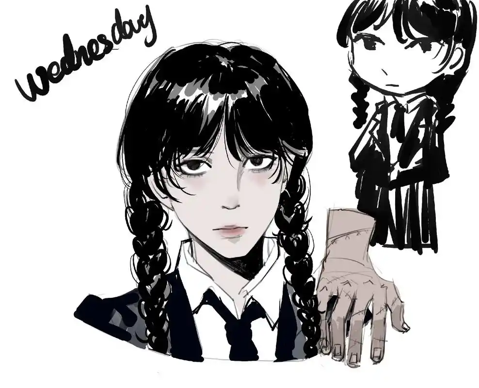 星期三#孤儿怨#坏种#美剧#绘画 - 抖音