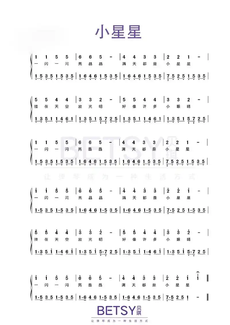 《小星星》简谱#简谱#钢琴#小星星#贝琪电钢琴·1年前betsy贝琪music