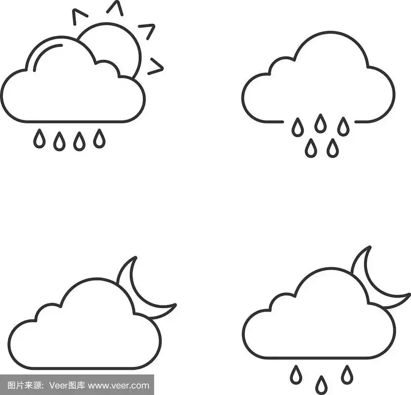 天气预报线性图标集