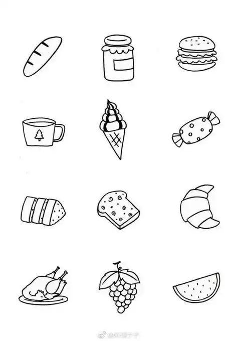 食物简笔画简单易画手账素材必备来自邓瑞宁子绘手账