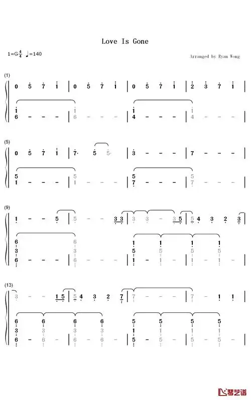 slander dylan matthew《love is gone》钢琴简谱-数字双手