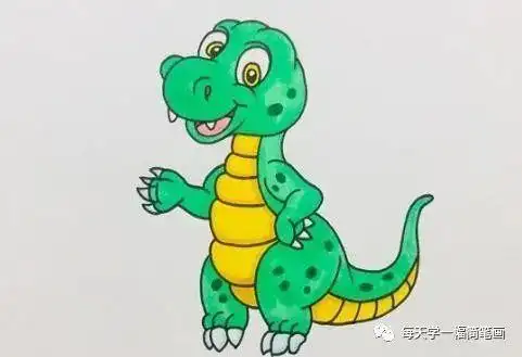 恐龙简笔画霸王龙彩色儿童画