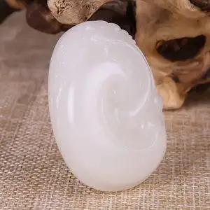 新疆和田白玉如意吊坠 天然玉石和田玉坠子玉挂件包邮男女款玉佩