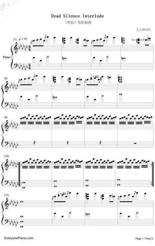 死寂电影插曲钢琴谱_charlie clouser_死寂电影插曲