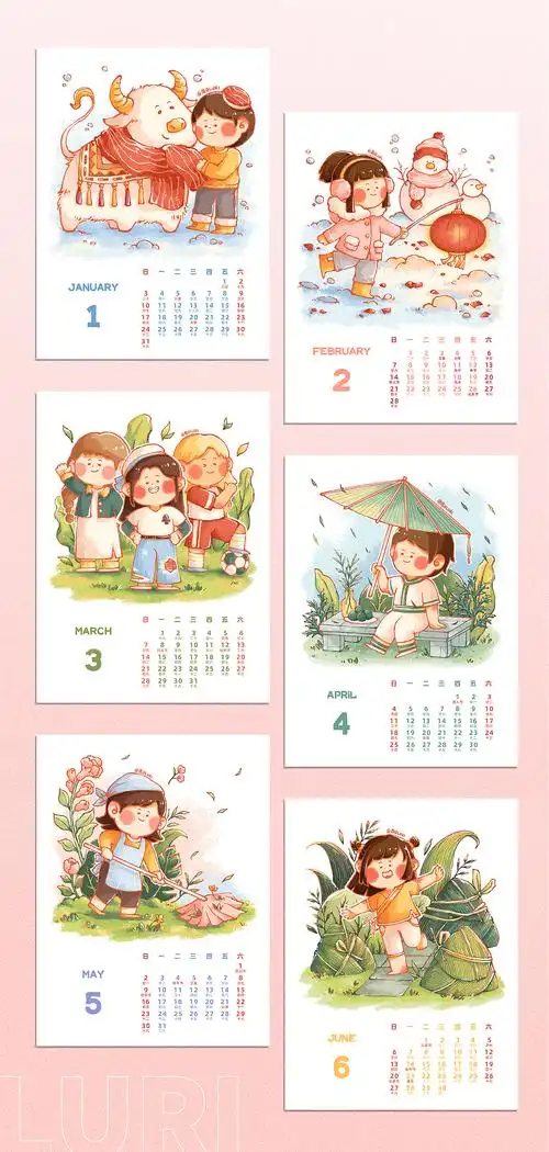 2021年月历|插画|商业插画|鹿日luri - 原创作品 - 站酷 (zcool)