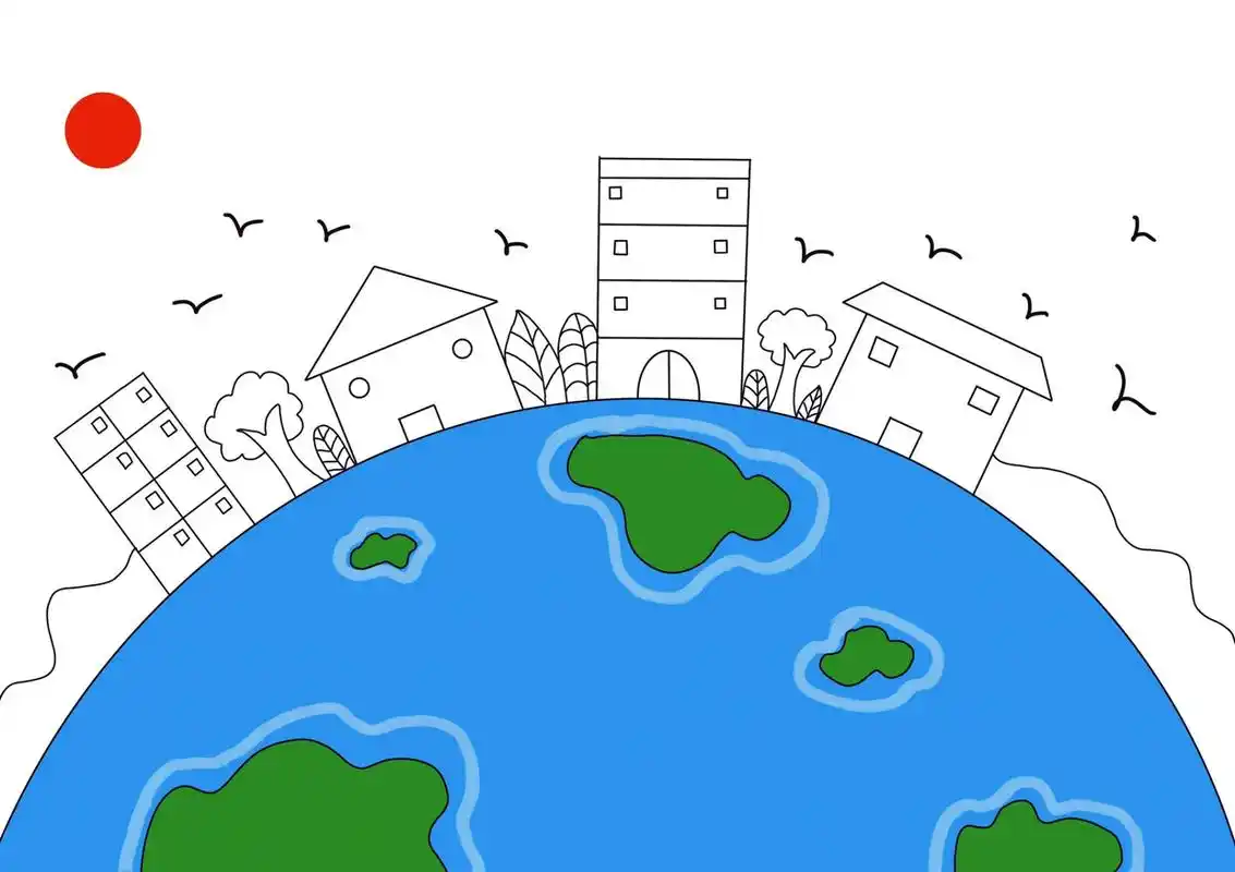 少儿创意绘画《地球村》步骤|线稿|地球一家亲 同住地球村,共建美好