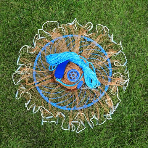 大飞盘式撒网美式渔网抛网手撒手抛网鱼网捕鱼轮胎线自动易抛旋网