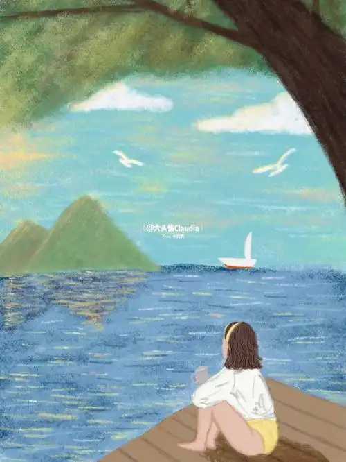 原创插画夏末享受一个人独处的时光