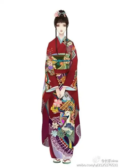 从中国服饰衍生出的和服,配上温柔的日本女子也有独特的美呢