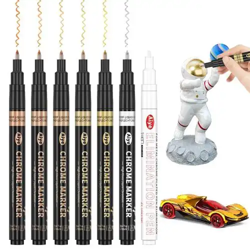 镜面马克笔高光油漆笔亮光银记号笔镀铬金属笔diy模型上色电镀笔