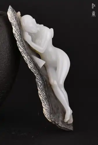 【江南治玉】玉美人 新品 巧雕摆件和田玉 折翼天使 惊艳之作-淘宝网