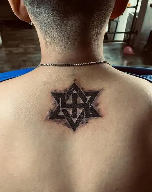 六芒星纹身图片_几何纹身图案