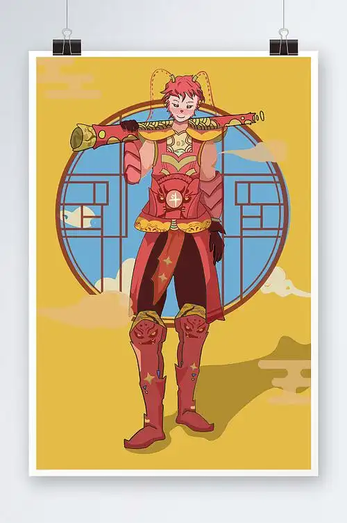 唯美创意孙悟空手绘插画设计