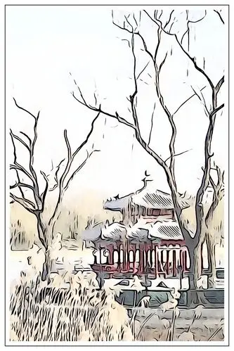 《陶然亭/水彩插图》