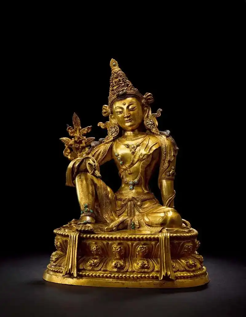 清康熙铜鎏金转轮王自在观音像 尺寸26cm 这样形式的 - 抖音