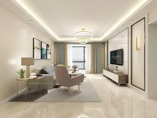 漳州毅达阳光轻奢风格127平米设计方案 客厅吊顶装修设计_装信通网