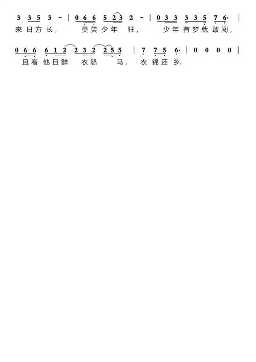 少年郎简谱_乐谱__牛求艺网