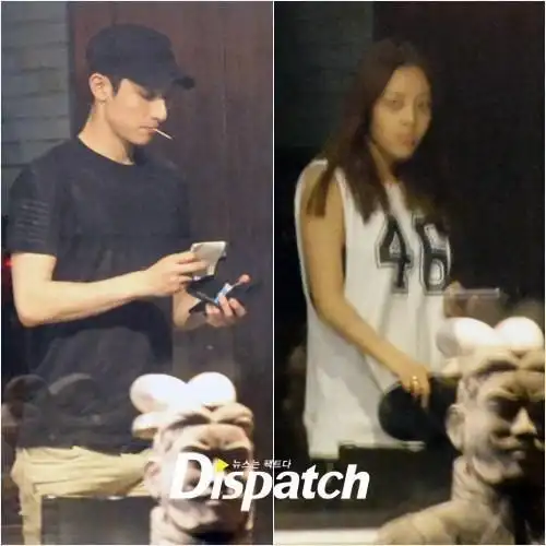 成员具荷拉与男模特李秀赫,夜晚在首尔的一家中餐馆进餐的照片曝光