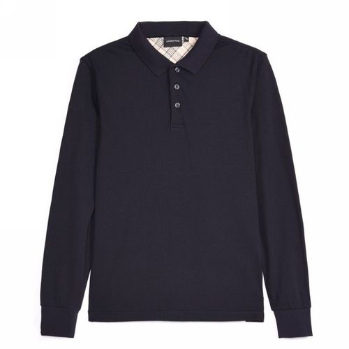 london fog/伦敦雾专柜正品男士秋冬polo领纯棉净色合身版长袖t恤