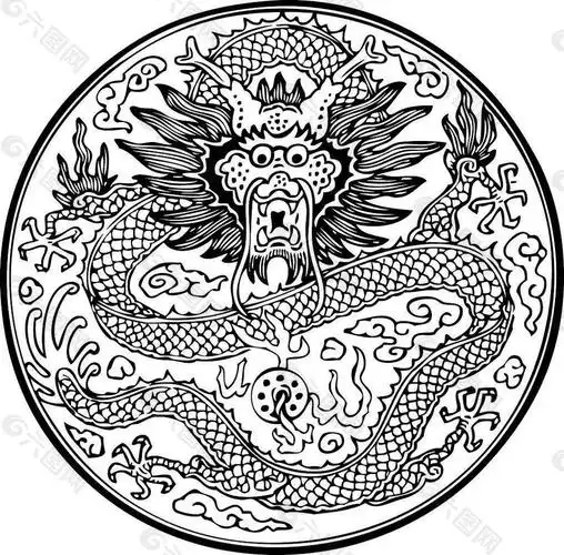 手绘中国龙图腾png元素